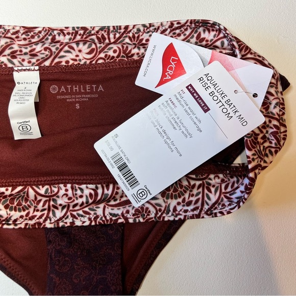 🆕 NWT Athleta Aqualuxe Batik Mid Rise Bottom Bikini Floral Swimsuit Size Medium - Picture 15 of 15